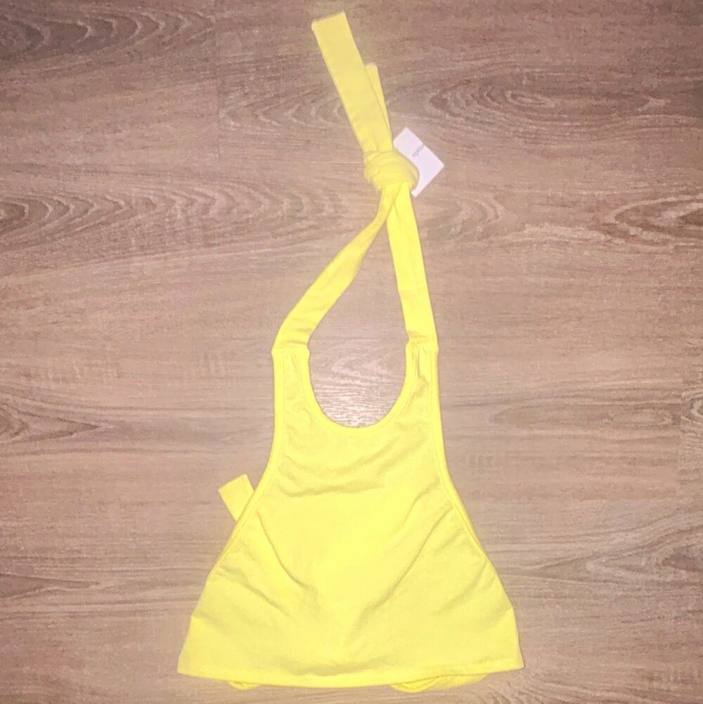 Lovers and Friends Women's Yellow Solid Halter Tie crop Top Size XS
